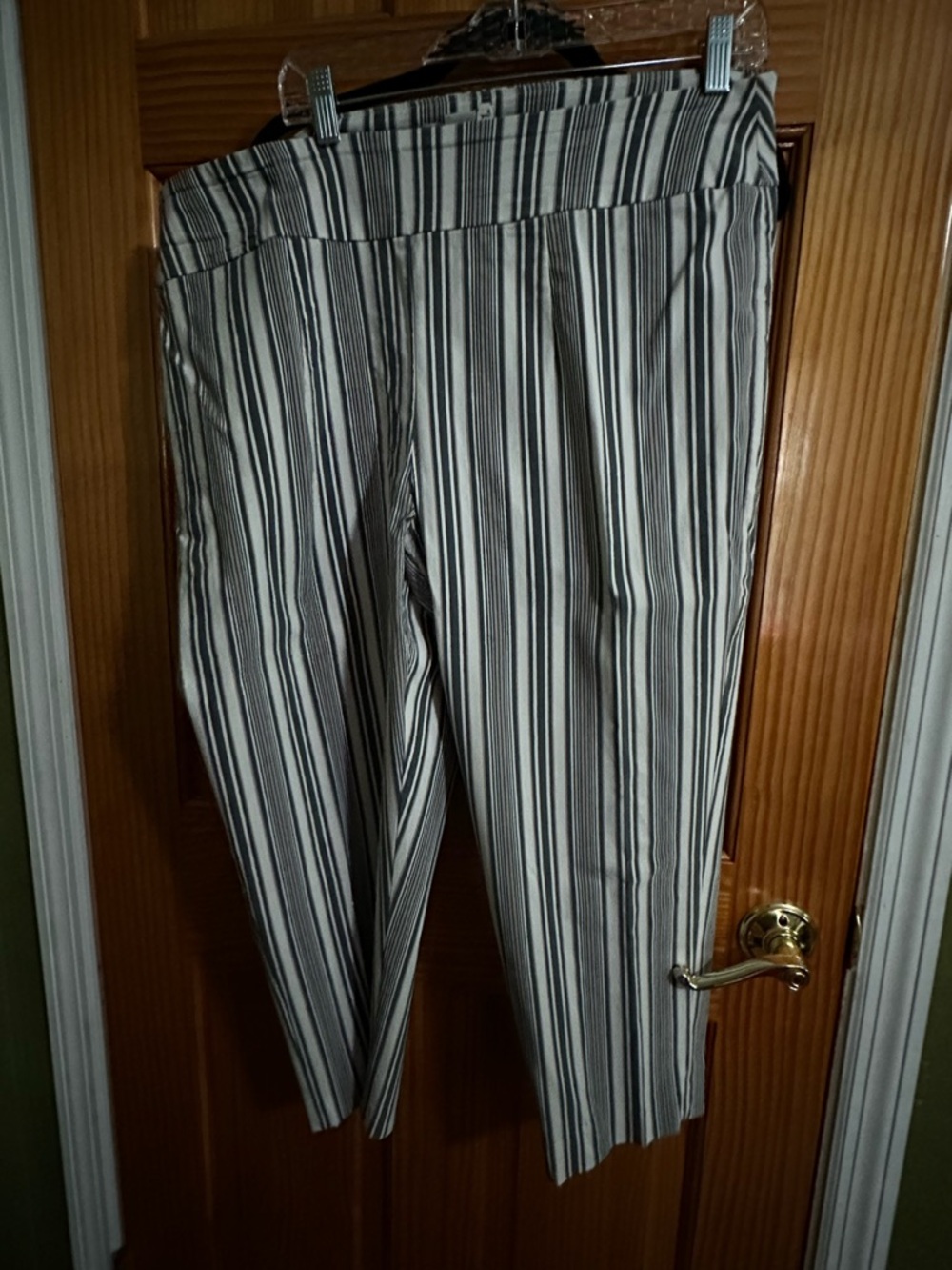Striped Grey and White Capri Pants